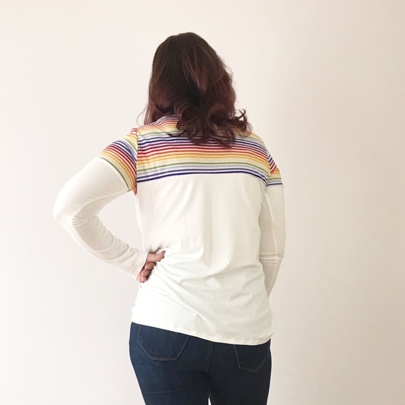 LAST ONE Rainbow Twist Front Soft Stretchy Tee 70s - Picture 7 of 7